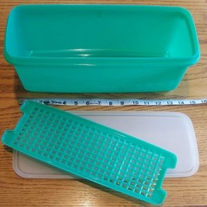 * Jadeite Tupperware 3-Piece Green Vegetable Keeper Storage Vintage, Like New
